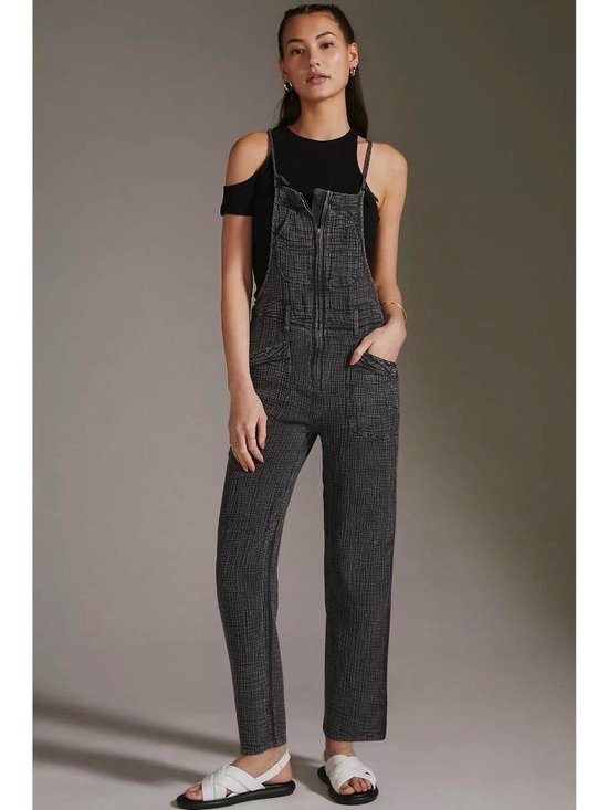 Pilcro Denim - Pilcro Anthropology Boho Coastal Grey Cotton Gauze Painter’s Overalls Sz 28 p